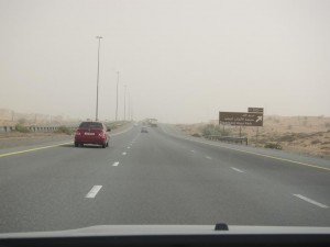 Driving to RAK... that isn't a cloudy sky. That's sand!