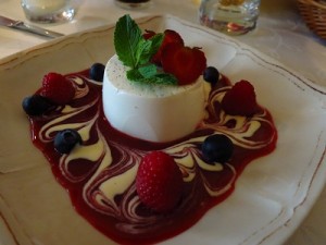 Raspberry Panna Cotta at Miod Malina ("Honey Raspberry")... excellent food and service!